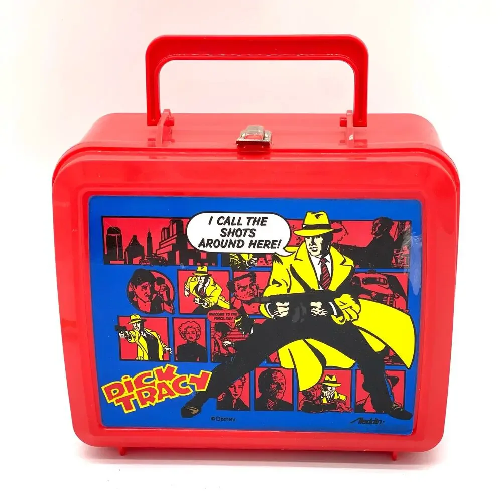 Dick Tracy Lunchbox Thermos Aladdin Disney Brand Red Vintage 1990